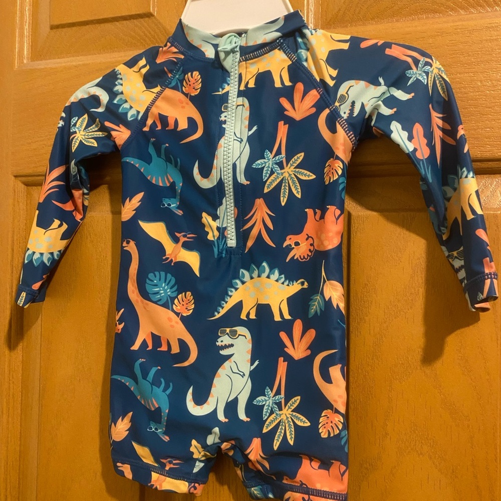 Panama Jack Kids Dinosaur Swim One Piece - Blue and Orange